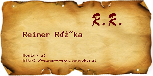 Reiner Réka névjegykártya